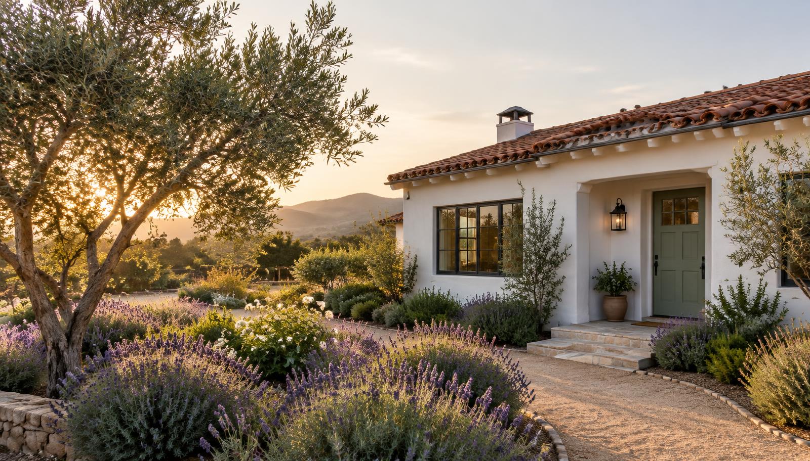 An inviting California-style home with a garden in the Central Coast hills